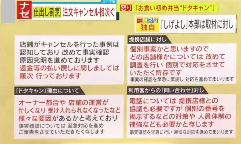 情報ライブ  ミヤネ屋｜記事｜【物議】利用客からクレーム殺到！「納品2日前にドタキャン」「返金もされない」全国展開の老舗仕出し割烹に相次ぐ怒りの声！提携店には半年以上、売上金の未払いも「200万円以上」「電話もつながらない」本部を直撃取材、その回答とは  ...