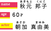 秋元邦子／60才／朝加真由美